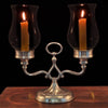 Giulio Double Garden Candle - 22 cm Height - Handcrafted in Italy - Pewter & Glass