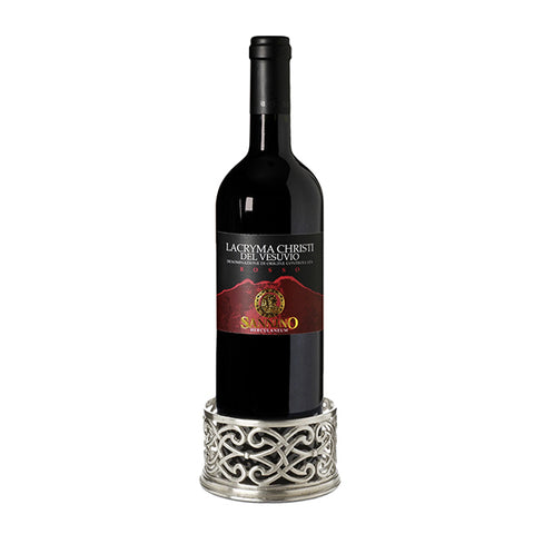 Intreccio Pewter Wine Bottle Coaster - Handcrafted in Italy - Pewter