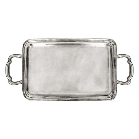 Lago Rectangular Tray (with handles) - 27 cm x 17 cm - Handcrafted in Italy - Pewter