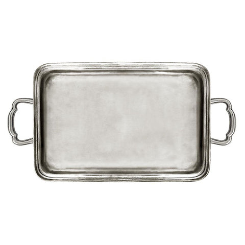 Lago Rectangular Tray (with handles) - 33 cm x 22 cm - Handcrafted in Italy - Pewter