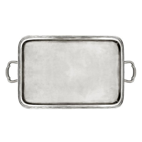 Lago Rectangular Tray (with handles) - 42 cm x 29 cm - Handcrafted in Italy - Pewter