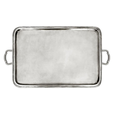 Lago Rectangular Tray (with handles) - 52 cm x 36 cm - Handcrafted in Italy - Pewter