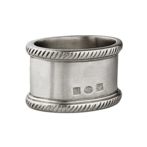 Luisa Oval Napkin Ring (Set of 2) - 5.5 cm x 4.5 cm - Handcrafted in Italy - Pewter