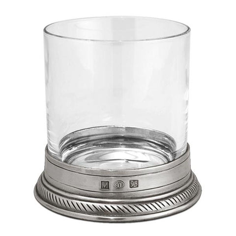 Luisa Whisky Glass (Set of 2) - 24 cl - Handcrafted in Italy - Pewter & Crystal Glass