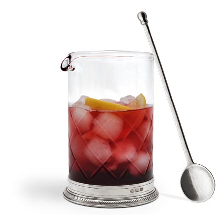 Luisa Cocktail Mixing Glass & Stirrer Set - 70cl - Handcrafted in Italy - Pewter & Crystal Glass