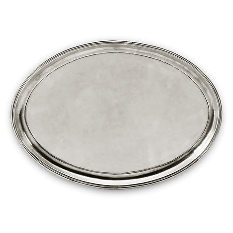 Medieval Oval Tray - 41 cm x 29 cm - Handcrafted in Italy - Pewter