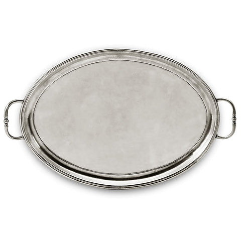 Medieval Oval Tray (with handles) - 41 cm x 29 cm - Handcrafted in Italy - Pewter