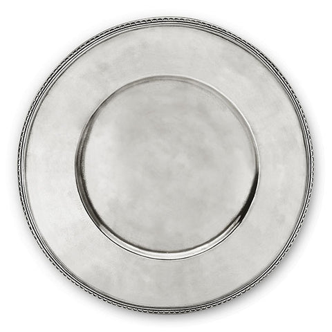 Olivia Scribed Rim Charger Plate - 32.5 cm - Handcrafted in Italy - Pewter