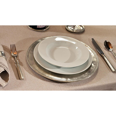 Olivia Scribed Rim Charger Plate - 32.5 cm - Handcrafted in Italy - Pewter