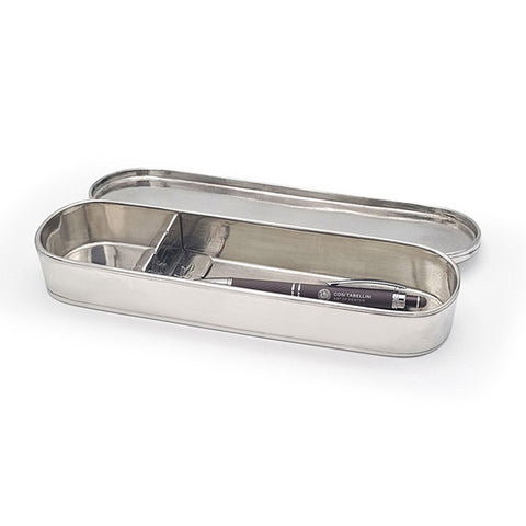 Olivia Lidded Box - 25 cm x 8 cm - Handcrafted in Italy - Pewter