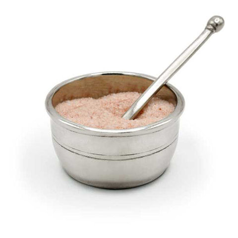 Osteria Salt Cellar (with spoon) - 5.5 cm Diameter - Handcrafted in Italy - Pewter