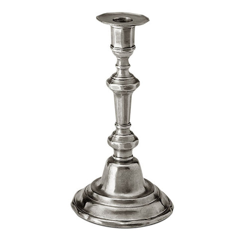 Ostilio Candlestick - 24 cm Height - Handcrafted in Italy - Pewter