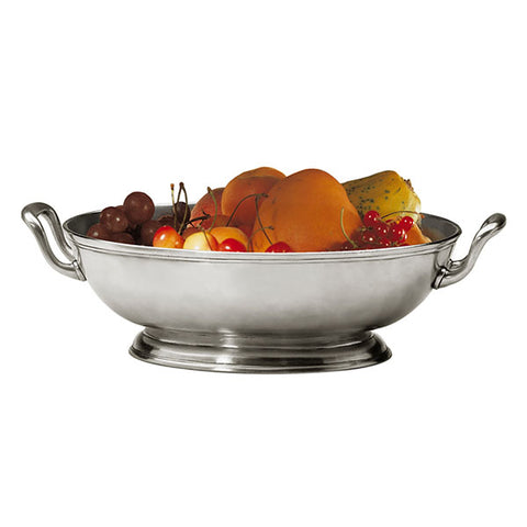 Terlizzi Oval Footed Bowl (with handles) - 29 cm x 22 cm - Handcrafted in Italy - Pewter