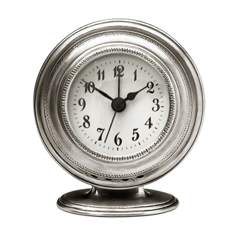 Toscana Desk Alarm Clock - 8 cm Diameter - Handcrafted in Italy - Pewter
