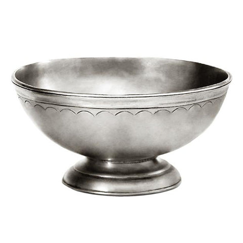 Trentino Footed Bowl - 14 cm Diameter - Handcrafted in Italy - Pewter
