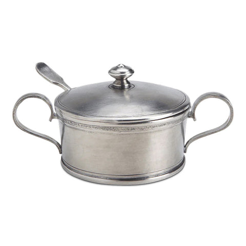 Umbra Sugar Dish (with handles) - 10 cm Diameter - Handcrafted in Italy - Pewter