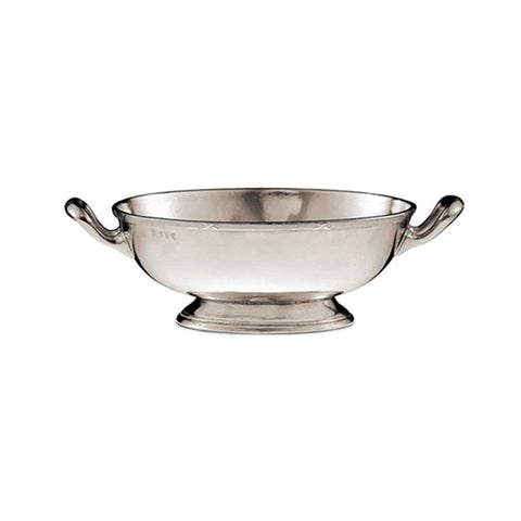 Andrea Doria Oval Footed Bowl (with handles) - 25 cm x 20 cm - Handcrafted in Italy - Pewter
