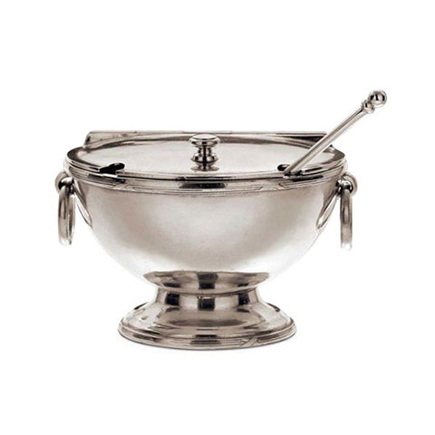 Andrea Doria Sugar Pot with Spoon - 10 cm Height - Handcrafted in Italy - Pewter