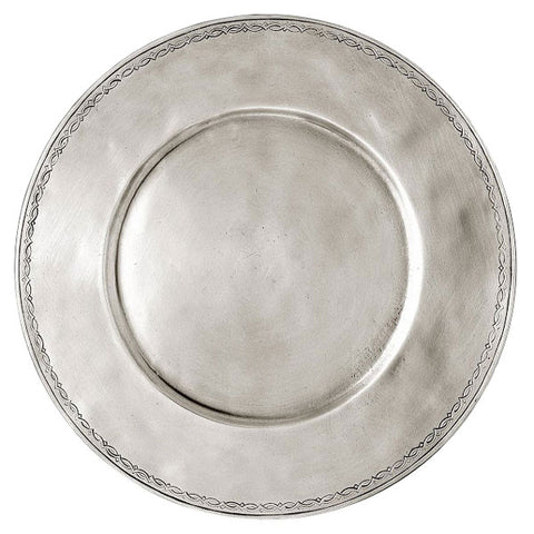 Antioco Decorated Charger - 31.5 cm Diameter - Handcrafted in Italy - Pewter
