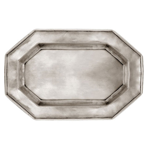 Arezzo Octagonal Tray - 34.5 cm x 24 cm - Handcrafted in Italy - Pewter