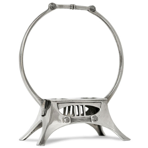 Art Deco Secession Two Bottle Stopper Holder (with handles) - 14.5 cm Height - Handcrafted in Italy - Pewter/Britannia Metal