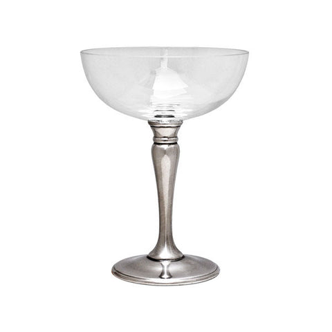 Barolo Champagne Coupe (Set of 2) - 25 cl - Handcrafted in Italy - Pewter & Crystal