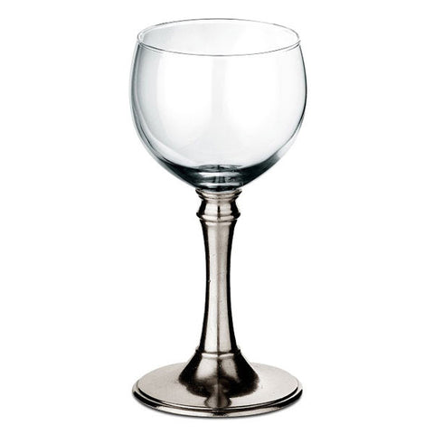 Botticino All-Purpose Wine Glass (Set of 2) - 19 cl - Handcrafted in Italy - Pewter & Glass