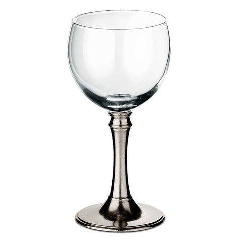 Botticino Water Glass (Set of 2) - 25 cl - Handcrafted in Italy - Pewter & Glass