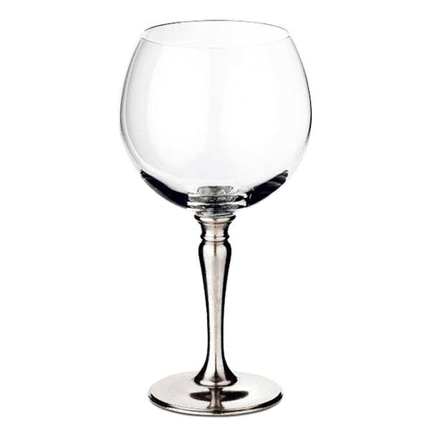 Barolo Balloon Red Wine Glass (Set of 2) - 50 cl - Handcrafted in Italy - Pewter & Crystal
