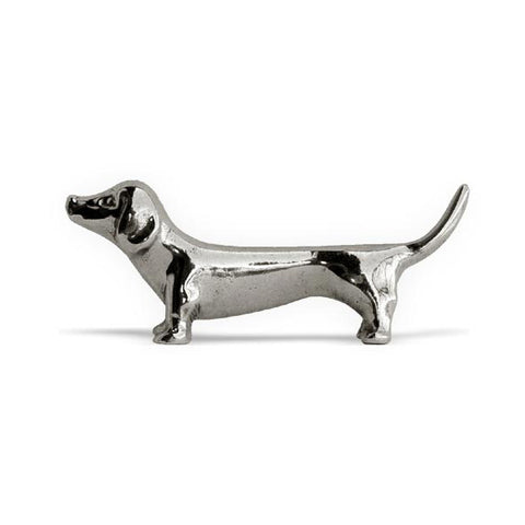 Art Nouveau-Style Cane Dachshund Knife Rest - 8.5 cm Length - Handcrafted in Italy - Pewter
