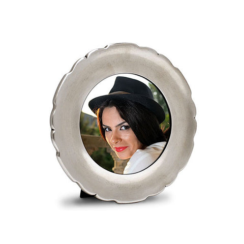 Carretti Round Photo Frame - 10 cm - Handcrafted in Italy - Pewter
