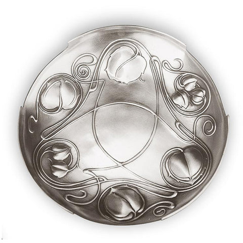 Art Nouveau-Style Celtic Round Bowl - Diameter 26cm - Handcrafted in Italy - Pewter/Britannia Metal