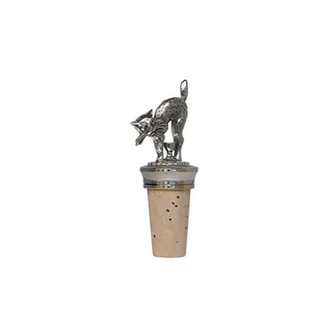 Combo Cat Statuette Bottle Stopper - 8.5 cm Height - Handcrafted in Italy - Pewter/Britannia Metal & Cork