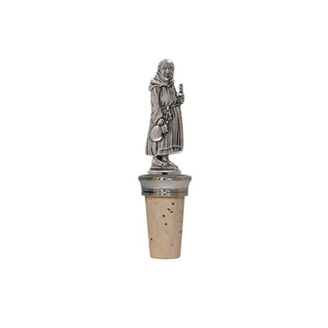 Combo Friar (with pitcher) Bottle Stopper - 10.5 cm Height - Handcrafted in Italy - Pewter/Britannia Metal & Cork