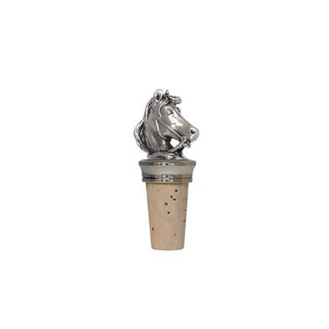 Combo Horse Statuette Bottle Stopper - 8 cm Height - Handcrafted in Italy - Pewter/Britannia Metal & Cork