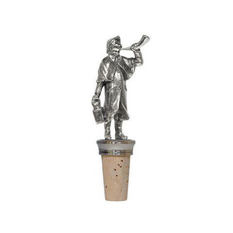 Combo Night Watchman Bottle Stopper - Handcrafted in Italy - Pewter/Britannia Metal & Cork