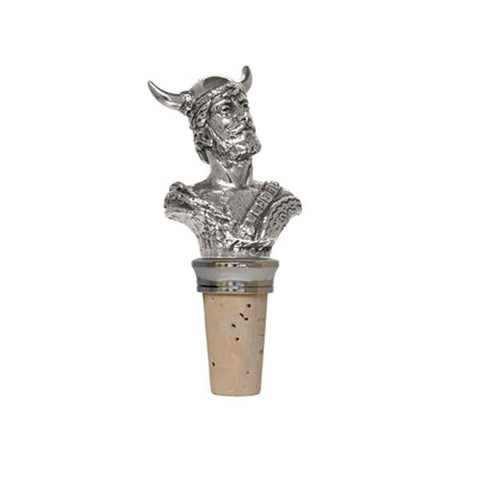 Combo Viking Statuette Bottle Stopper - Handcrafted in Italy - Pewter/Britannia Metal & Cork