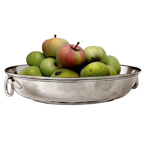Como Round Bowl (with rings) - 35 cm Diameter - Handcrafted in Italy - Pewter