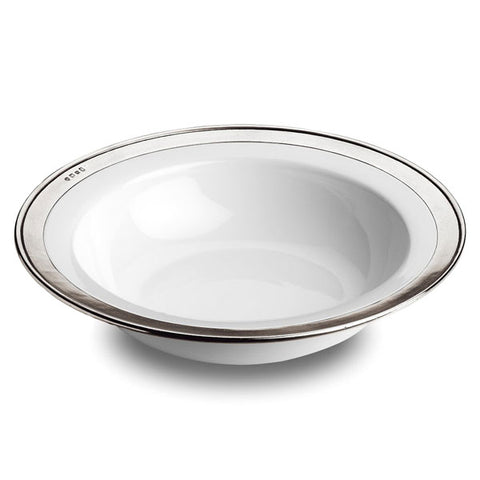 Convivio Serving Bowl - 39.5 cm Diameter - Handcrafted in Italy - Pewter & Ceramic