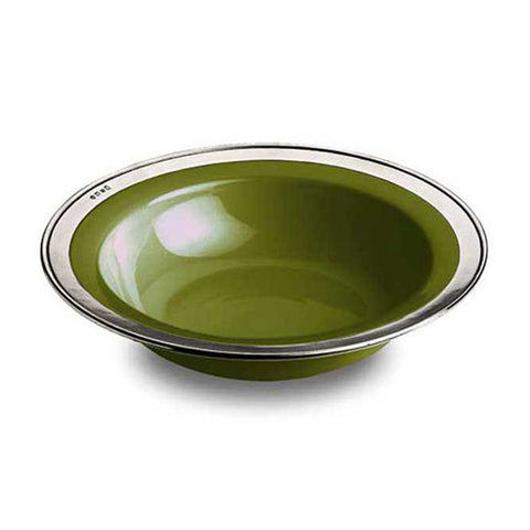 Convivio Serving Bowl - Green - 30 cm Diameter - Handcrafted in Italy - Pewter & Ceramic