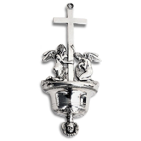 Crocifisso Holy Water Stoup - 20 cm - Handcrafted in Italy - Pewter
