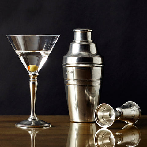 Pewter Cocktail Kit - Handcrafted in Italy - Pewter & Crystal Glass