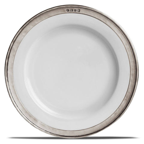 Convivio Charger Plate (Set of 2) - White - 31 cm Diameter - Handcrafted in Italy - Pewter & Ceramic