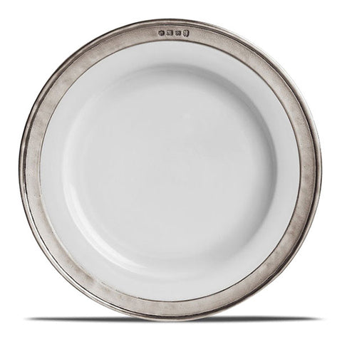 Convivio Dinner Plate - White - 27.5 cm Diameter - Handcrafted in Italy - Pewter & Ceramic