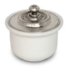 Convivio Sugar Bowl - White - 10 cm Diameter - Handcrafted in Italy - Pewter & Ceramic