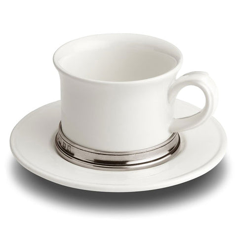 Convivio Tea Cup - 30 cl -  (Set of 2) - Handcrafted in Italy - Pewter & Ceramic