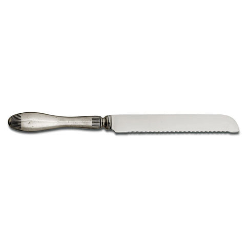 Daniela Bread Knife - 31.5 cm Length - Handcrafted in Italy - Pewter & Stainless Steel
