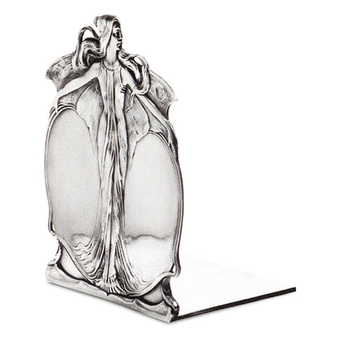 Art Nouveau-Style Donna Bookend (Maiden) - 14 cm x 17.5 cm - Handcrafted in Italy - Pewter/Britannia Metal