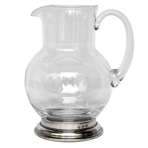 Erbusco Jug Pitcher - 1.5 L - Handcrafted in Italy - Pewter & Glass