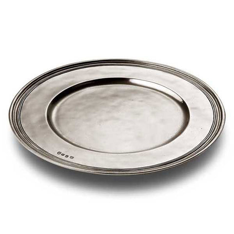 Etruria Rimmed Charger - 34 cm Diameter - Handcrafted in Italy - Pewter